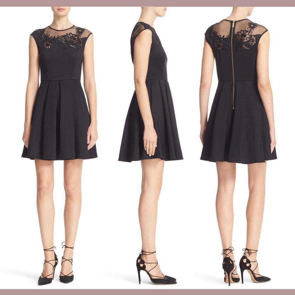 NEW Ted Baker London Dollii Skater Dress in Black‎ [SZ 0 in TB]